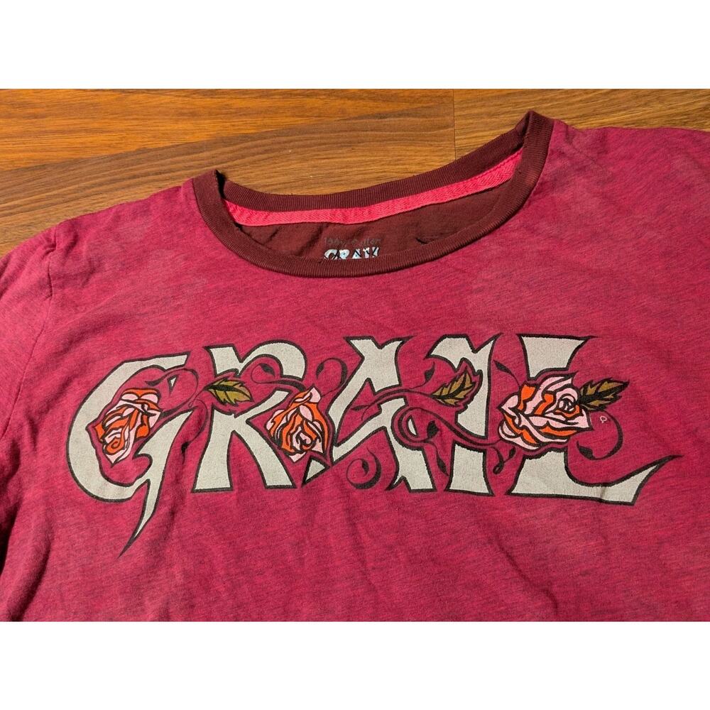Y2K Grail Pink Camo Layered Long Sleeve Thermal Top Roses USA Made M - Picture 2 of 7